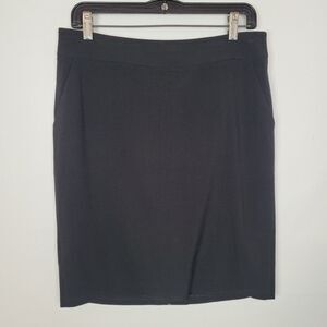 Capsule Office Black Pencil Skirt Size 10P Pockets Back Slit 31x20.5 Corpo Goth